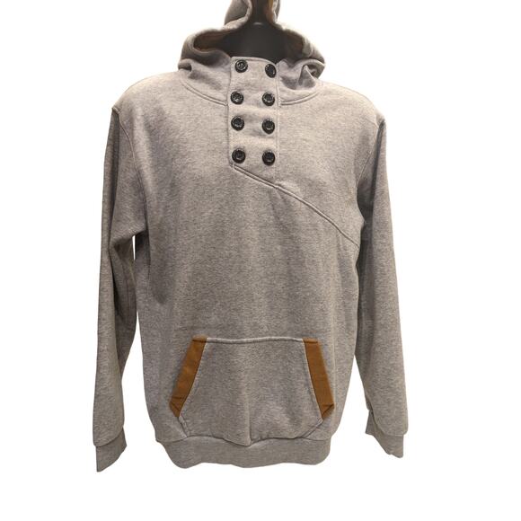 SPOP Hoodie Sweatshirt Womens XXL Pullover Buttons Gray Brown Athleisure Urban - Picture 4 of 16